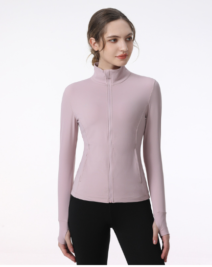 Chaqueta deportiva de manga larga con cremallera para mujer, ideal para yoga y correr